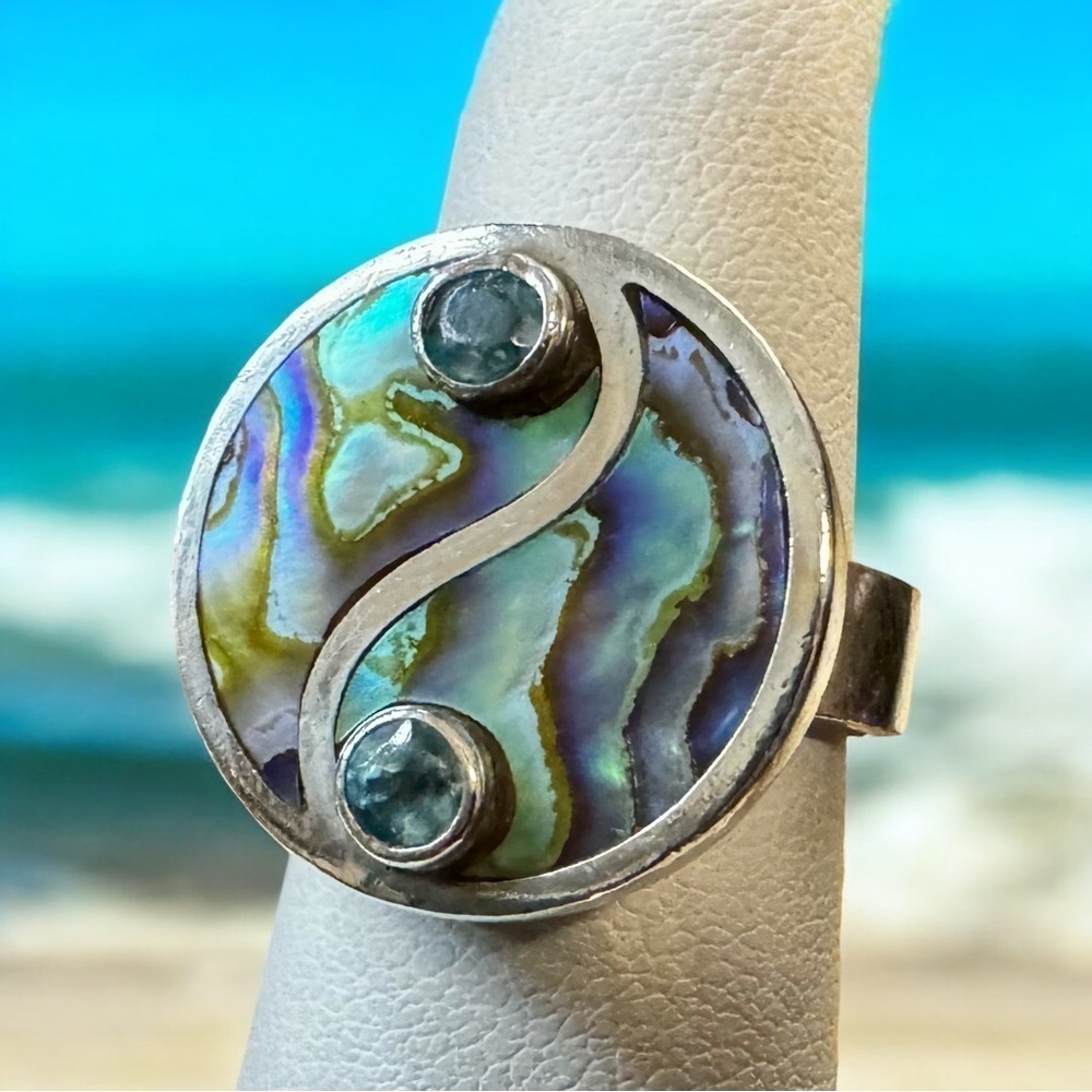 Sajen | Vintage Sterling Abalone Yin Yang Cocktail Ring